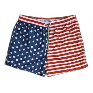 Maamgic Swim Truncks Shorts Men L American Flag Red White Blue Stars Stripes